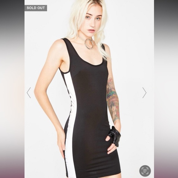 Nwot Dollskill black bodycon mini dress w/ reflective detail - Picture 2 of 7